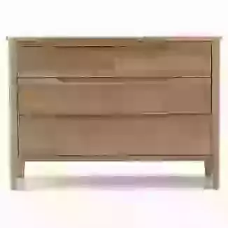 Oak Recessed Handles Curved Edges 4 Drawer Wide Chest